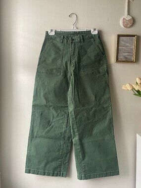 Universal Thread Green, High Waisted, Cropped Wide Leg Trousers, Size 0